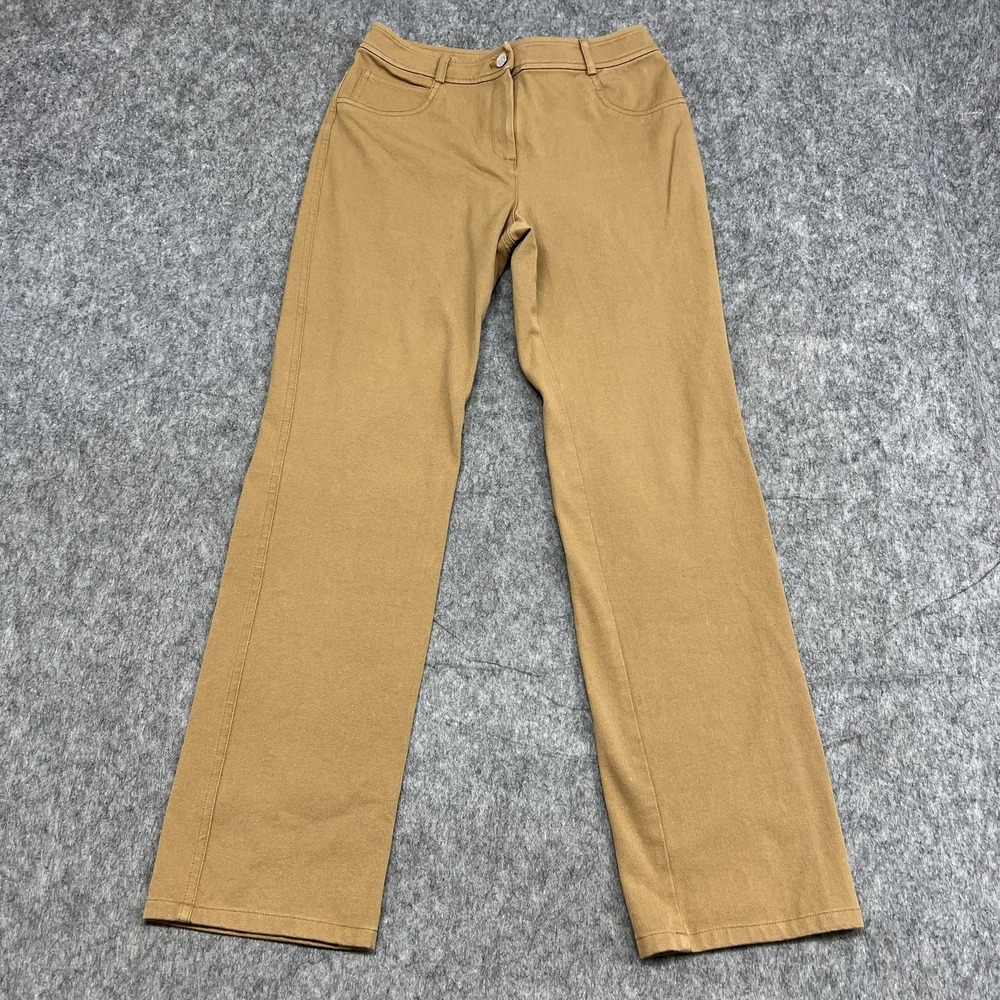 St John Pants Womens 2 Beige Brown Stretch Straight Classic Dress Trousers USA